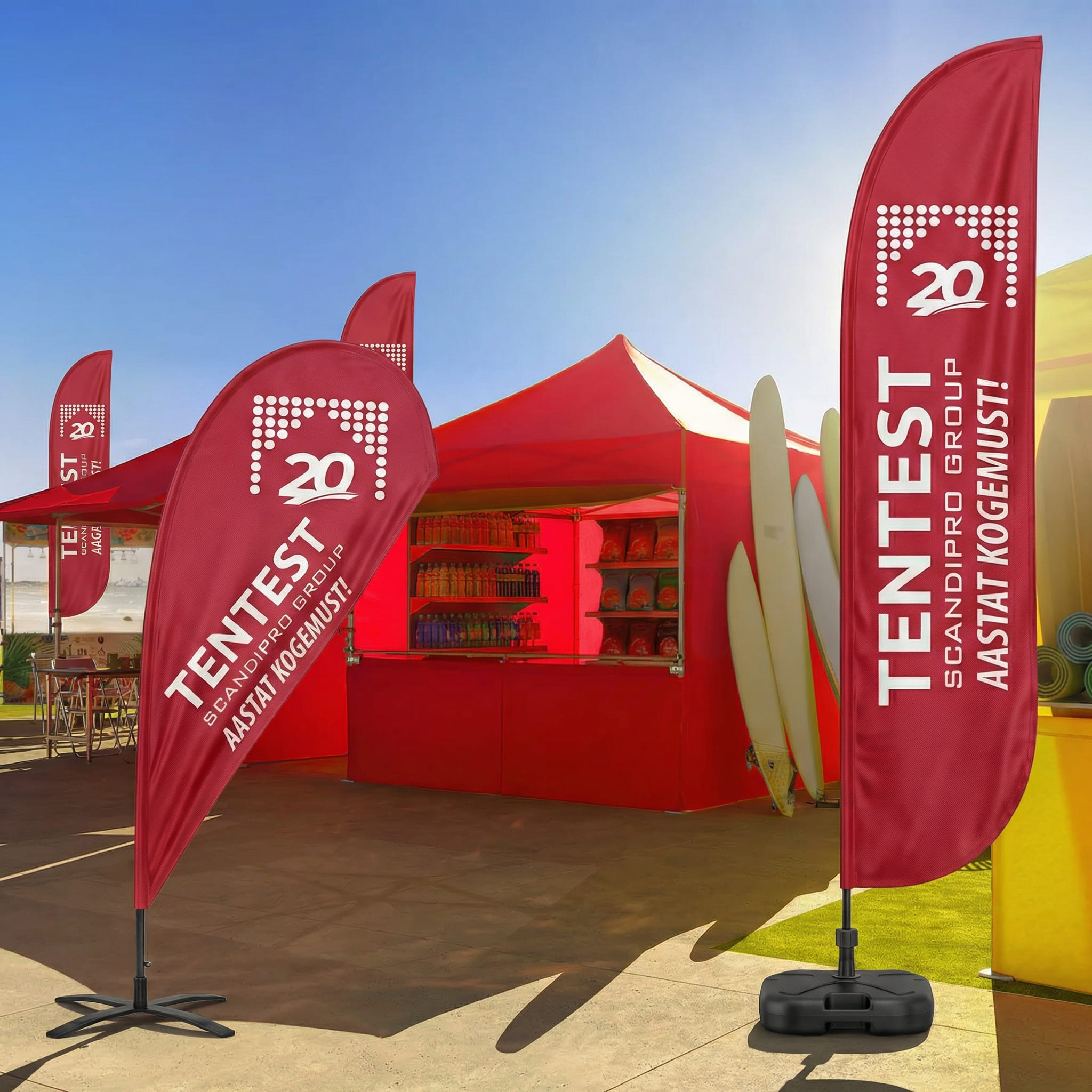 Advertising flags with designs