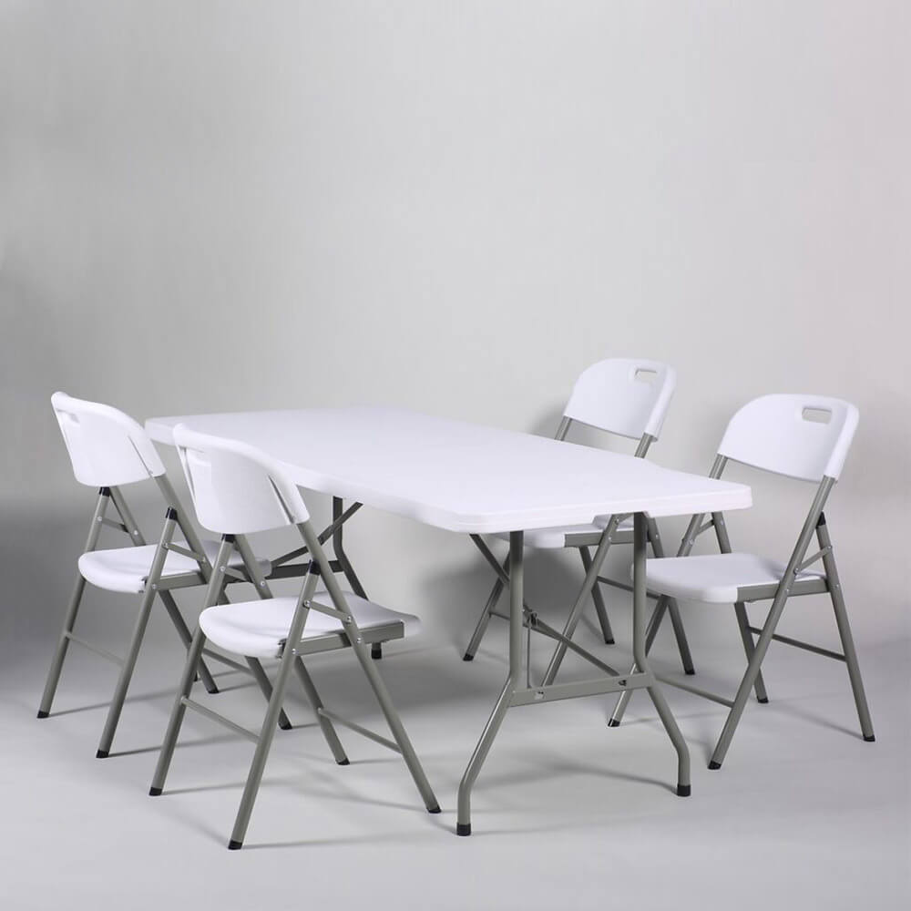 folding table, folding chair