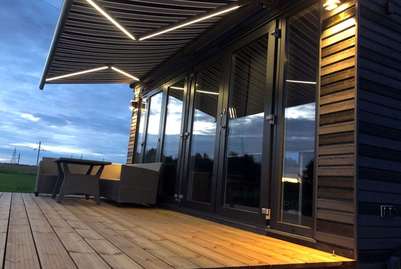 awning with LED lighting