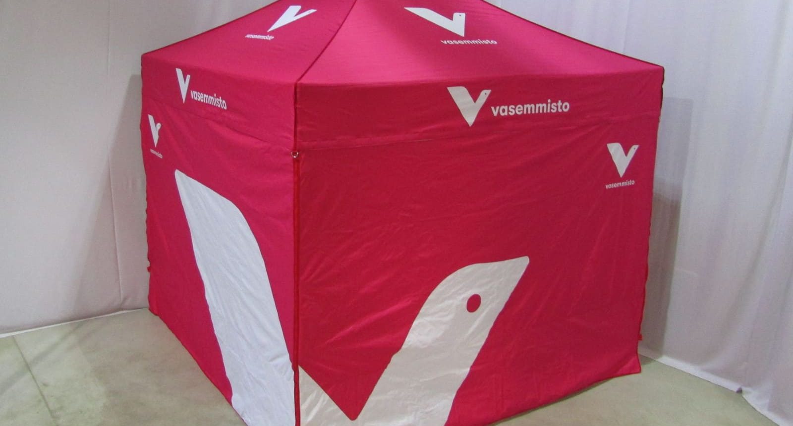 vasemisto reklaamtelk pop up teltta