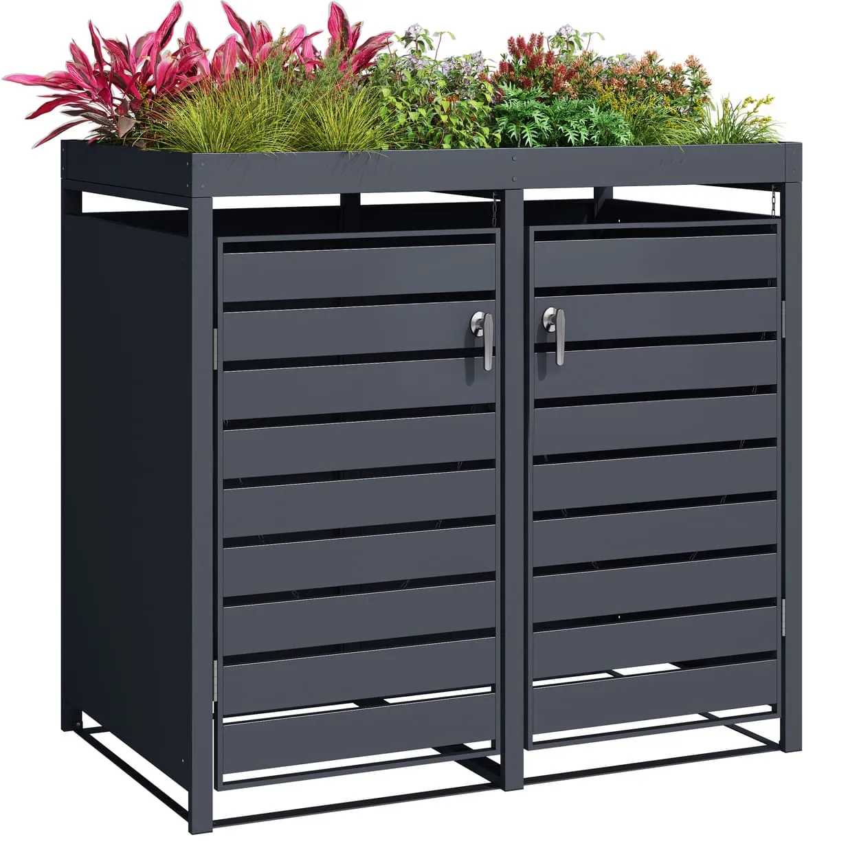 double trash can cover with plant stand