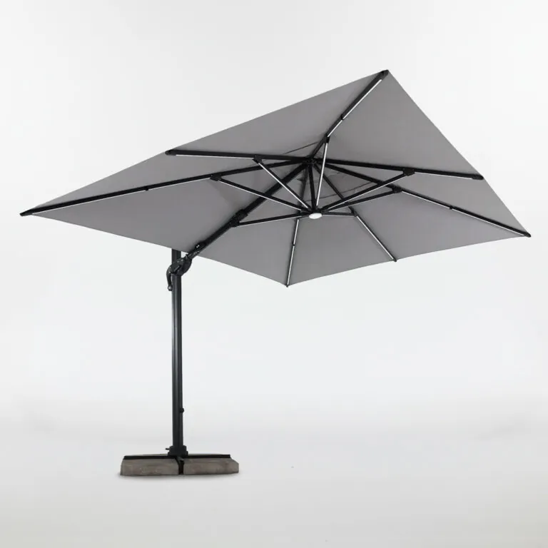 Külgpostiga terrassivari Scandipro Flexy solar LED valgustusega